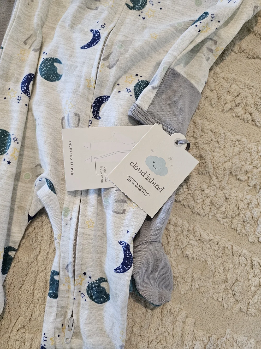 NEW cloud island 3pk Space Long Sleeve Sleepers Footed Pajamas 6-9m